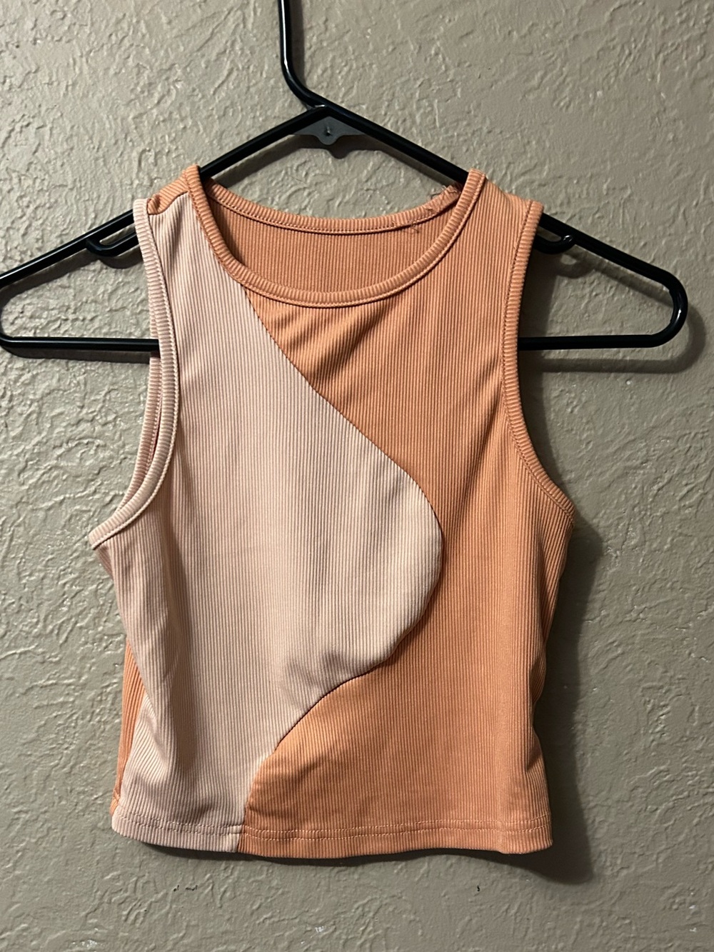 Women’s Colorblock Ribbed Tank Top - Peach & Light Pink